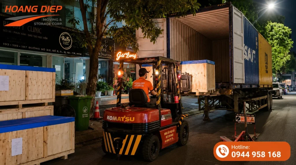 Hoàng Diệp thi công đóng rút container ngoài giờ