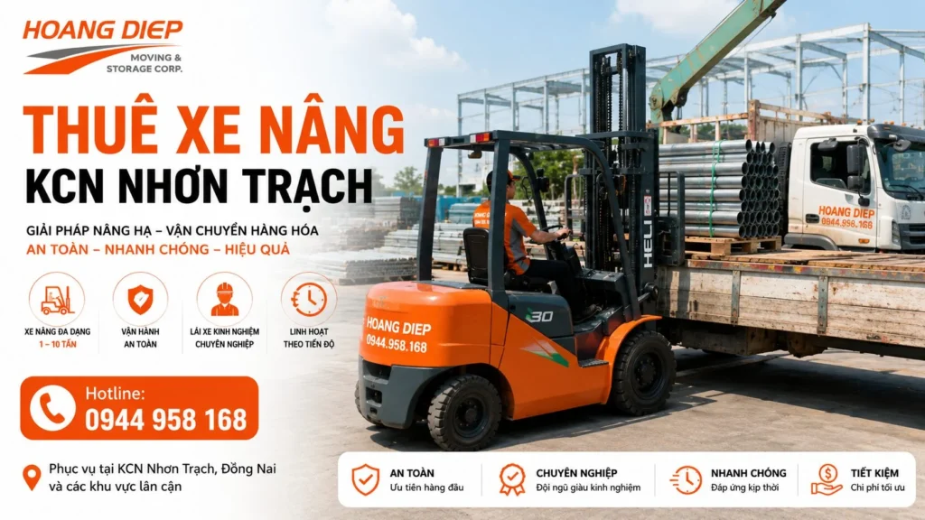 Dịch vụ thuê xe nâng KCN Nhơn Trạch, Đồng Nai và khu vực lân cận