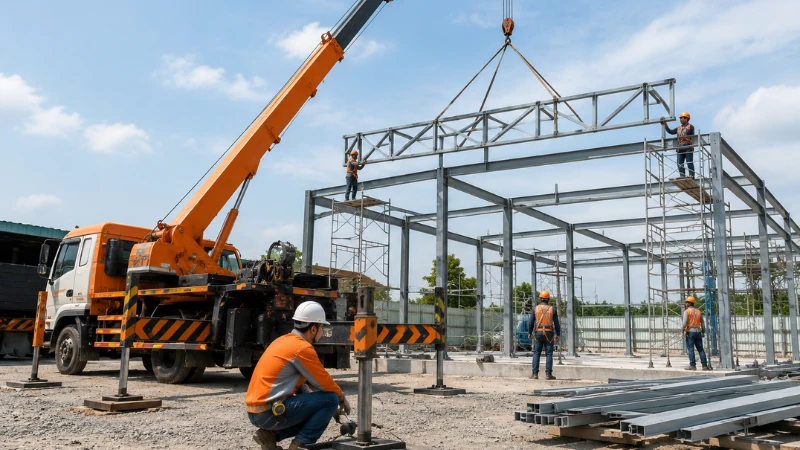 hoàng diệp cẩu vật tư lắp đặt công trình chuyên nghiệp 