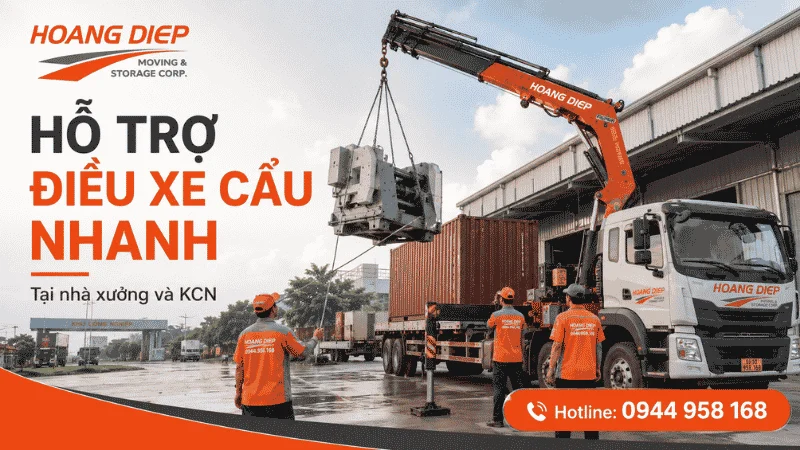 Vận Tải Hoàng Diệp cho thuê xe cẩu tại KCN và Nhà Xưởng tại Tây Ninh
