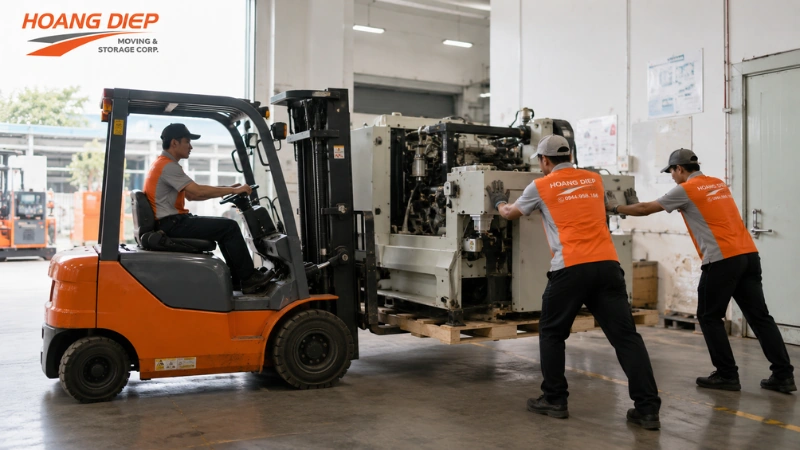 Hoàng Diệp cho thuê xe nâng di dời máy móc thiết bị 