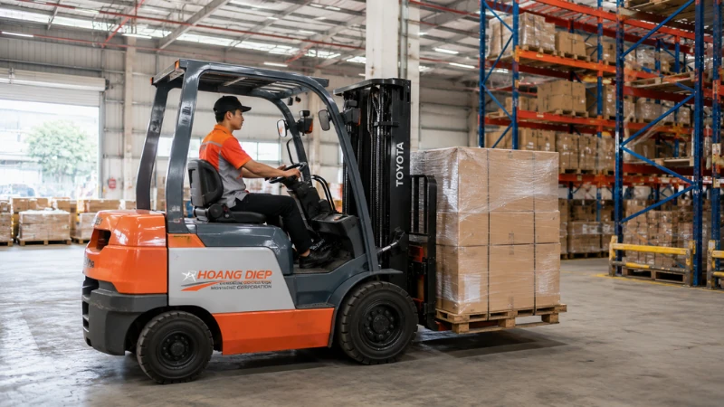 Hoàng Diệp cho thuê xe nâng vận hành kho xưởng nhà máy