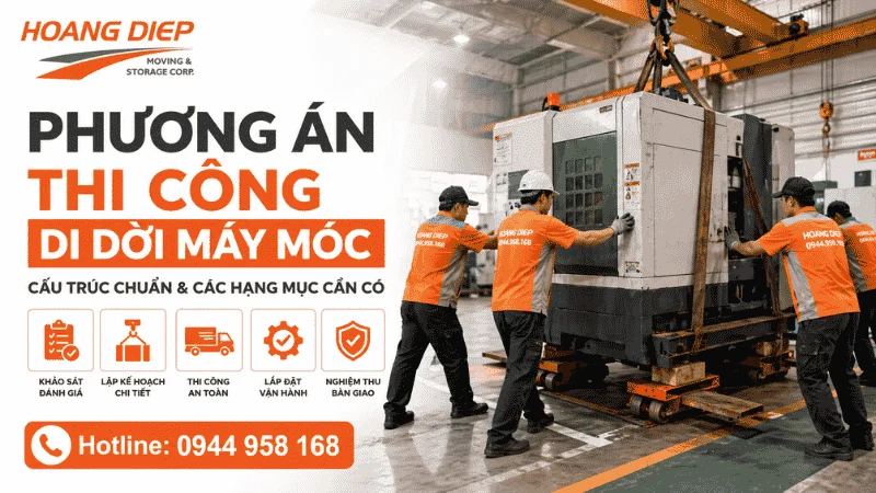 Vận Tải Hoàng Diệp lên phương án thi công di dời máy móc thiết bị chuyên nghiệp 