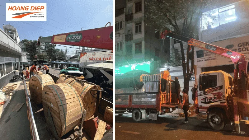 Hoàng Diệp thi công di dời máy móc thiết bị buổi tối