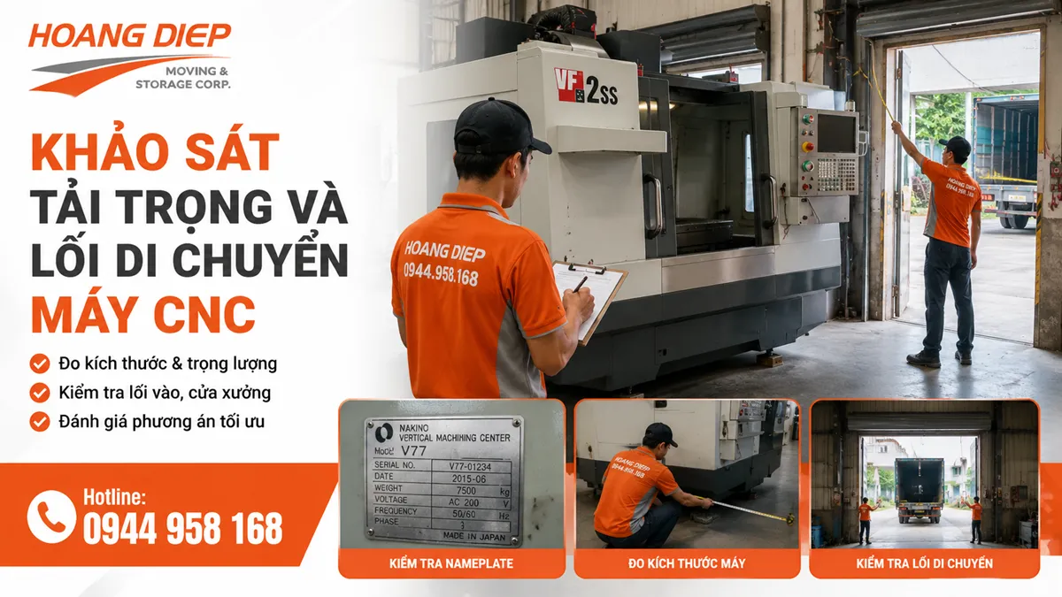 Khảo sát máy CNC và hiện trường trước khi di dời