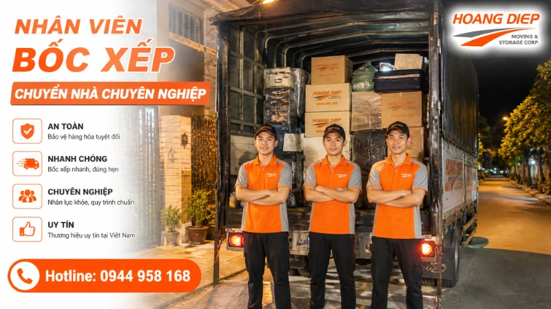 Nhân viên Vận Tải Hoàng Diệp bốc xếp đồ chuyên nghiệp nhanh chóng
