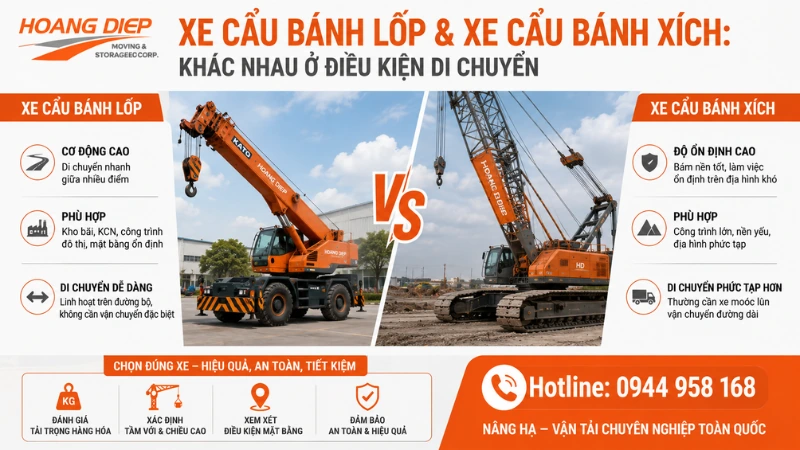 so sánh xe cẩu bánh lốp và xe cẩu bánh xích