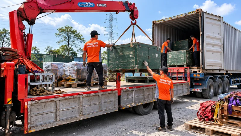 Hoàng Diệp thi công đóng rút container an toàn nhanh 