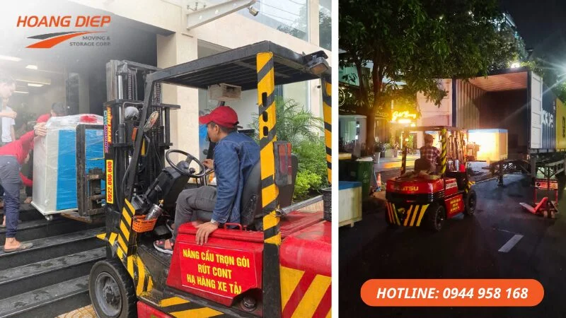 Hoàng Diệp cho thuê xe nâng hỗ trợ nâng hạ ngoài giờ tại KCN Amata
