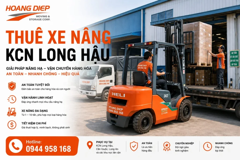 Cho thuê xe nâng KCN Long Hậu đa tải trọng