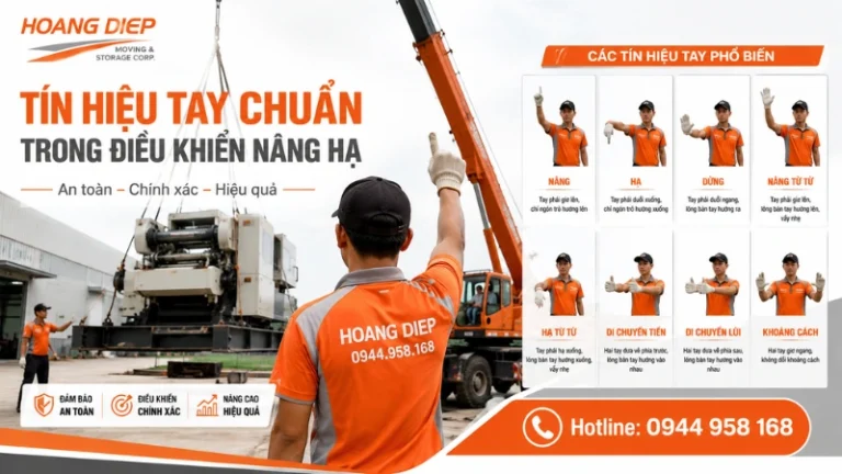 Hoàng Diệp sử dụng tín hiệu tay chuẩn trọng điều khiển nâng hạ