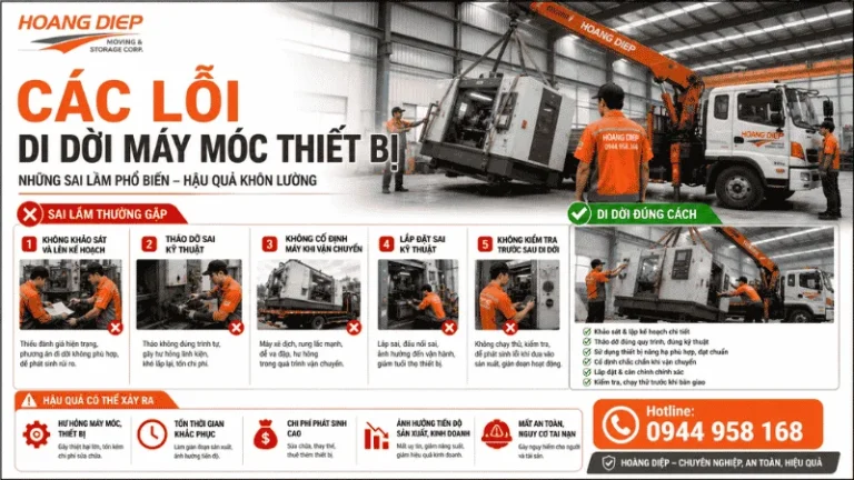 Hoàng Diệp tổng hợp các lỗi di dời máy móc thiết bị