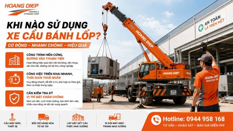Trường hợp cần sử dụng xe cẩu bánh lốp