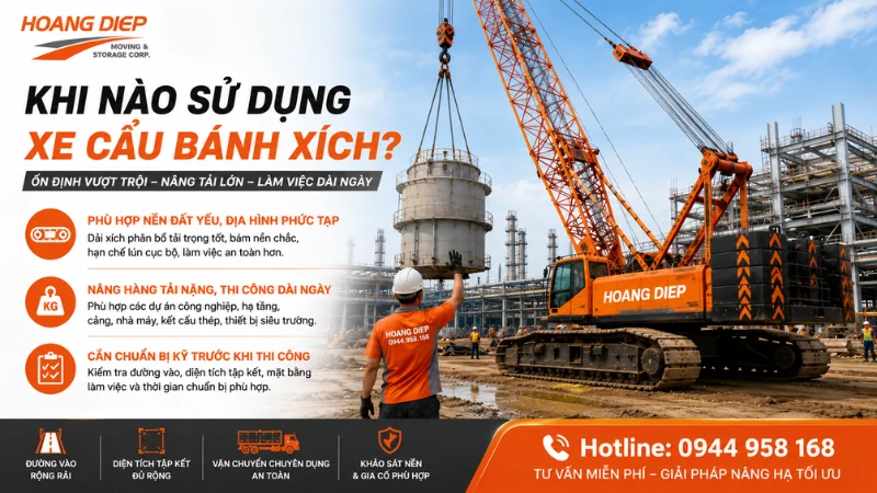 Trường hợp cần sử dụng xe cẩu bánh xích