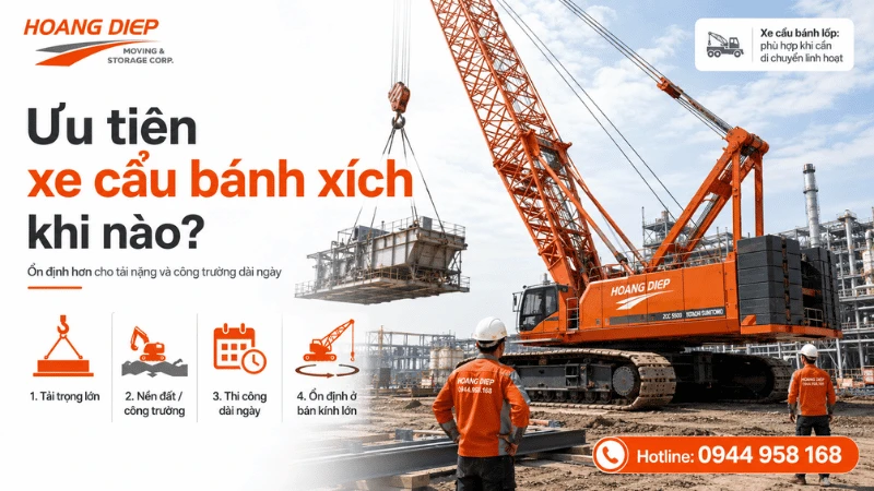 Các ưu điểm cùng xe cẩu bánh xích