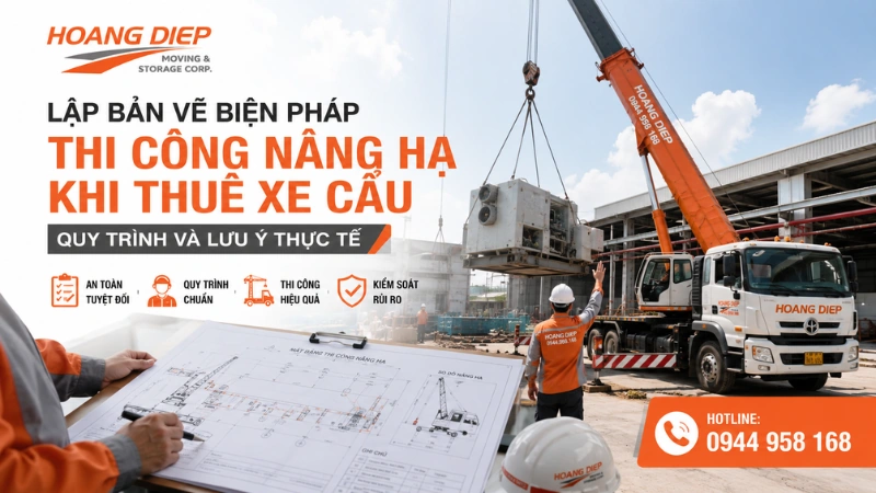 Vận Tải Hoàng Diệp hỗ trợ lập bản vẽ biện pháp thi công nâng hạ