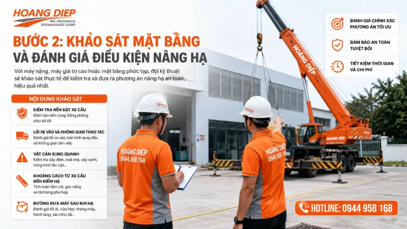 Vận Tải Hoàng Diệp khảo sát mặt bằng trước khi thi công

