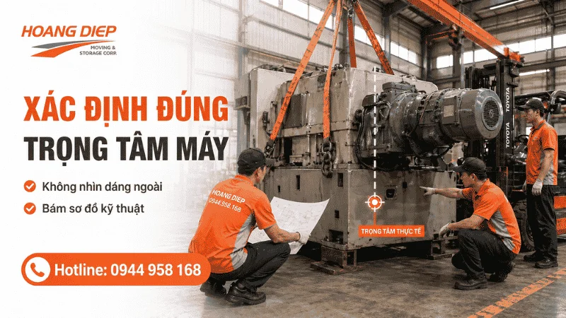Vận tải Hoàng Diệp xác định trọng tâm máy móc thiết bị trước khi di dời
