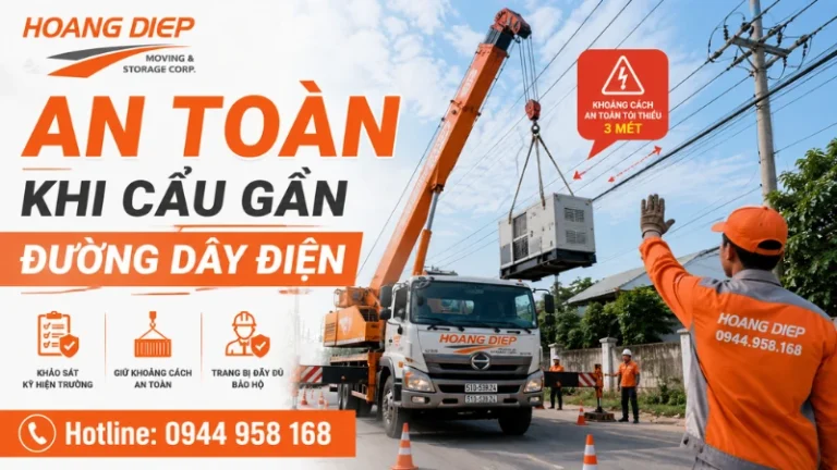 Hoàng Diệp luôn áp dụng các tiêu chuẩn an toàn khi cẩu gần đường dây điện