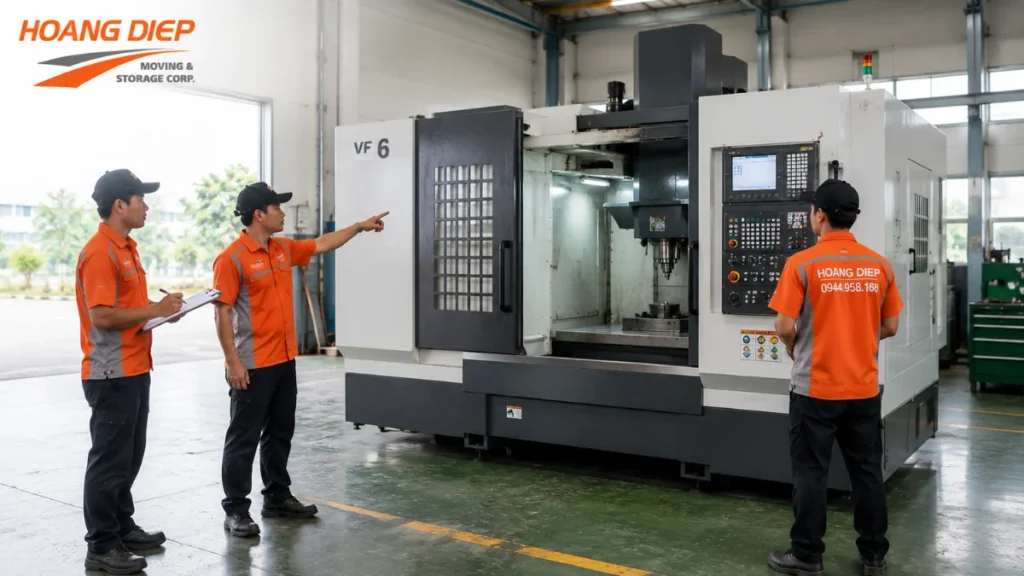 Sau khi di dời máy cơ khi cần kiểm tra và bàn giao thiết bị