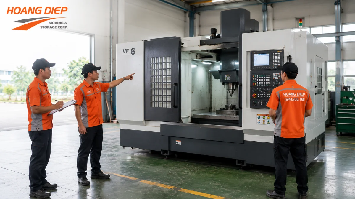 Sau khi di dời máy cơ khi cần kiểm tra và bàn giao thiết bị