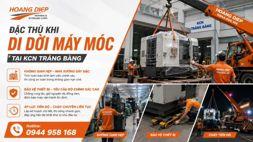 Các đặc thu khi di dời máy móc thiết bị tại Trảng Bàng