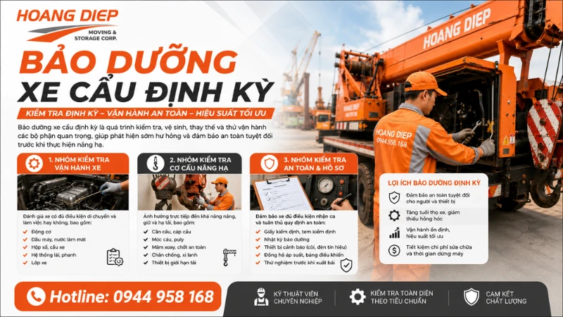 các hạng mục cần bảo dưỡng định kỳ cho xe cẩu