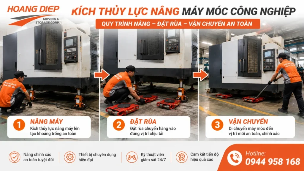 các tình huống cần sử dụng kích thuỷ lực di dời máy móc