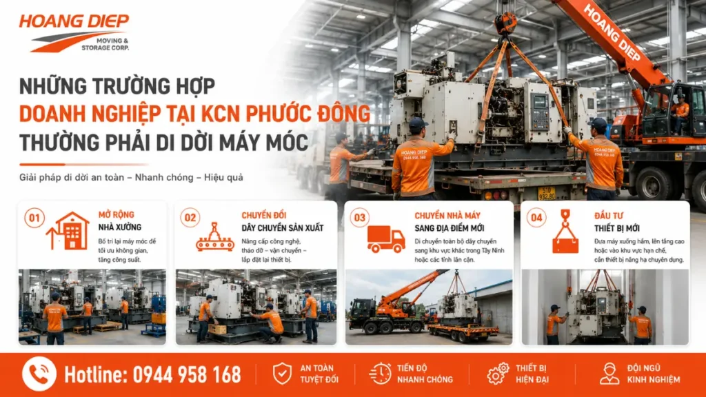 Các trường hợp cần di dời máy móc thiết bị tại KCN Phước Đông