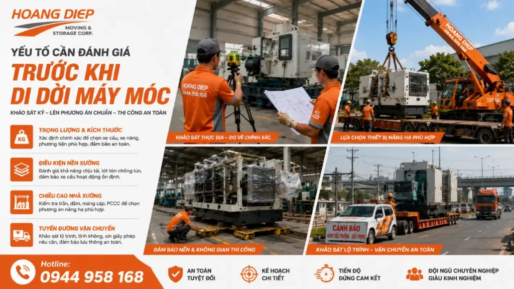 Các yếu tố cần đánh giá trước khi di dời máy nóc thiết bị
