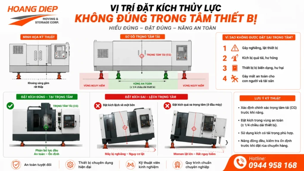 cách đặt vị trí kích thuỷ lực chính xác