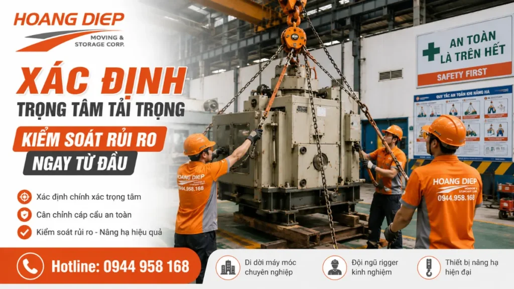 Cần xác định tọng tâm tải trọng của thiết bị để hạn chế rủi ro khi di dời
