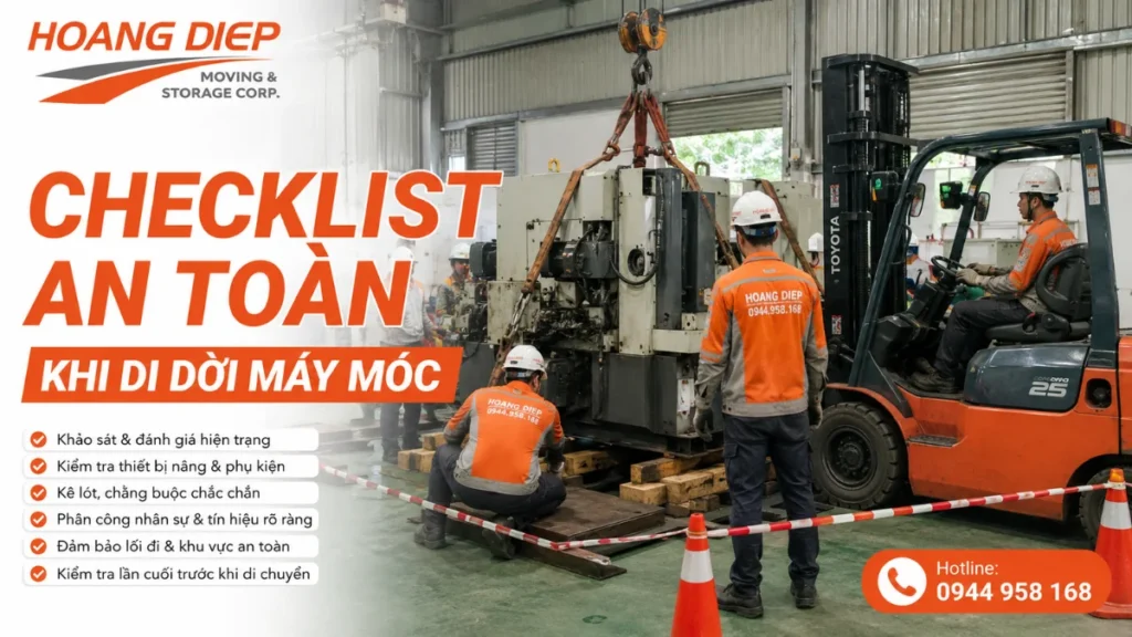 Checklist an toàn khi di dời máy móc từ Vận Tải Hoàng Diệp