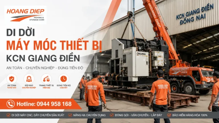 dịch vụ di dời máy móc thiết bị KCN Giang ĐIền của Vận Tải Hoàng Diệp