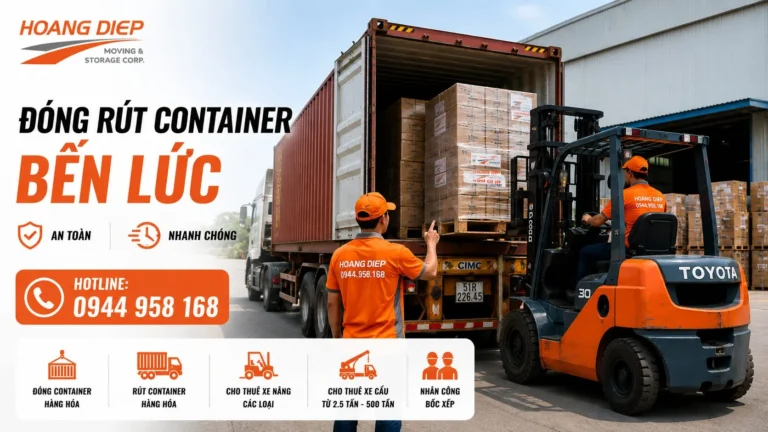 Vận tải Hoàng Diệp đóng rút container Bến Lức
