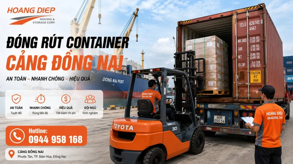 Hoàng Diệp cung cấp dịch vụ đóng rút container cảng Đồng Nai