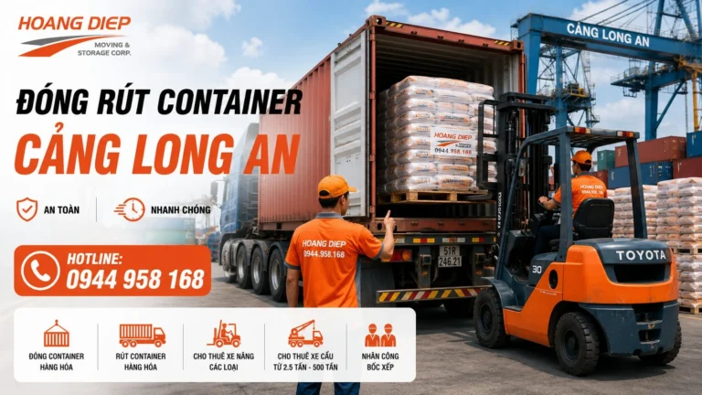 Vận tải Hoàng Diệp đóng rút container cảng Long An