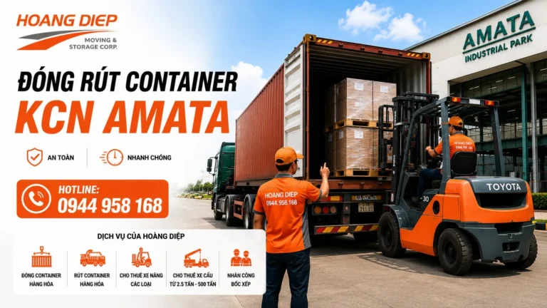 Vận tải Hoàng Diệp đóng rút container KCN Amata