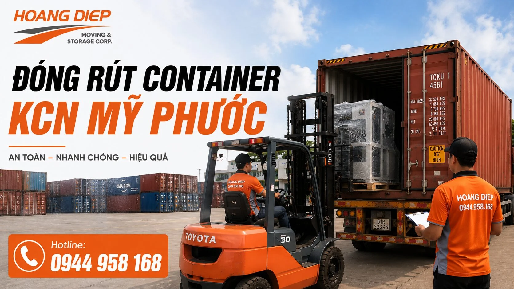 Hoàng Diệp đóng rút container KCN Mỹ Phước