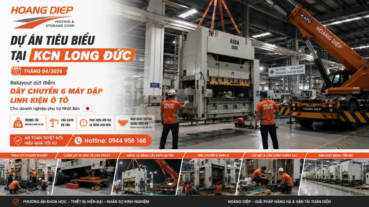 Dự án di dời dây chuyền máy dập linh kiện ô tô tại KCN Long Đức