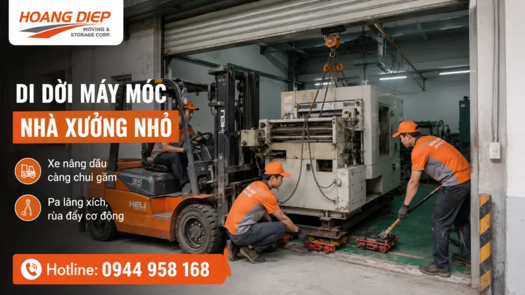 Hoàng Diệp thi công di dời máy móc nhà xưởng nhỏ