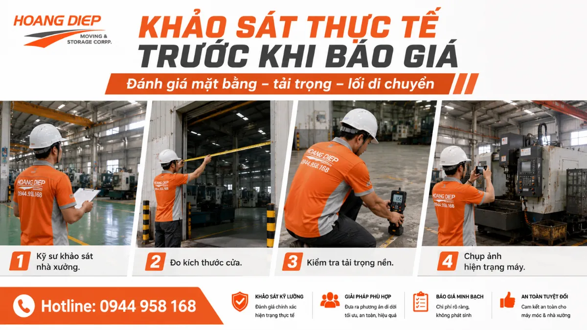 Hoàng Diệp khảo sát mặt bằng trước khi di dời để đảm bảo an toàn