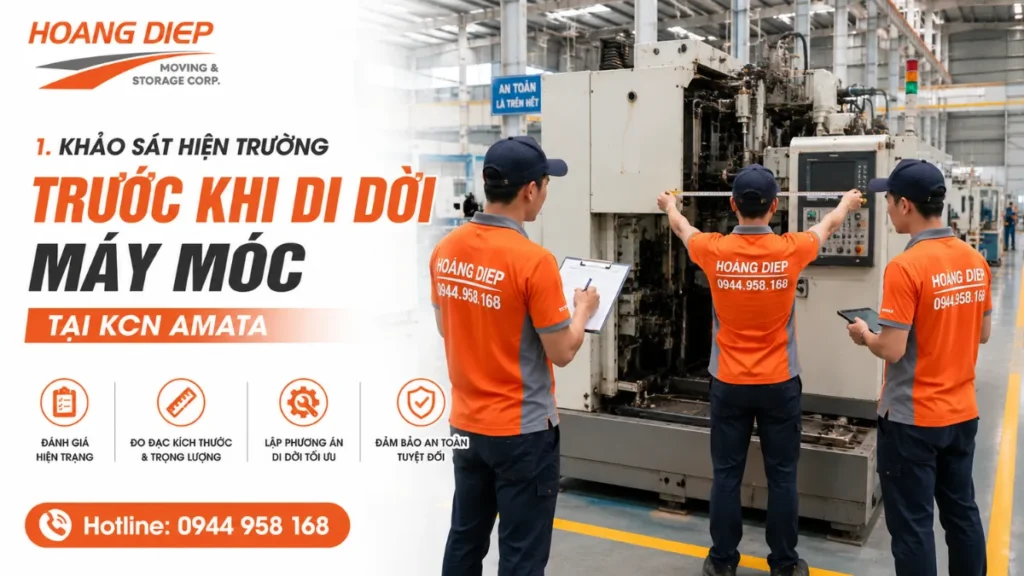 Hoàng Diệp khảo sát di dời máy móc tại KCN Amata