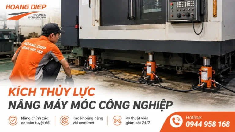 Sử dụng kích thuỷ lực nâng máy móc công nghiệp