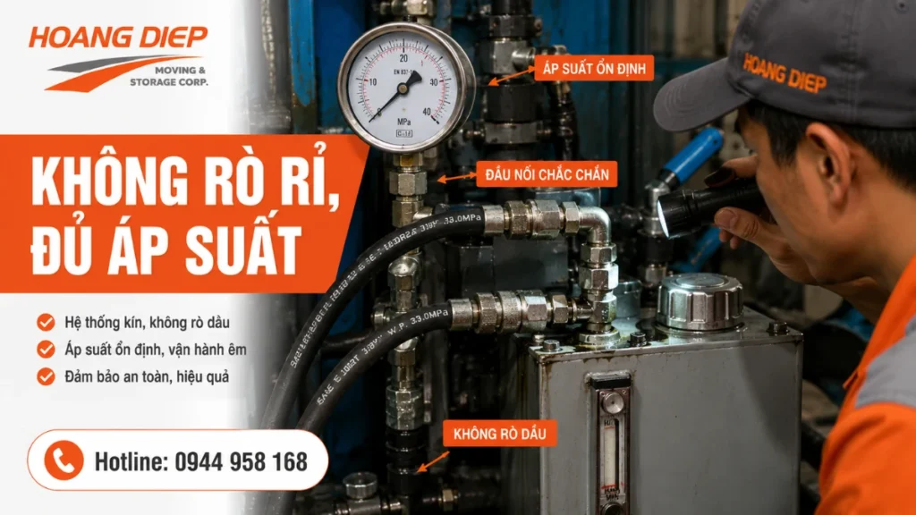 Kiểm tra khí nén thuỷ lực các thiết bị sau khi di dời