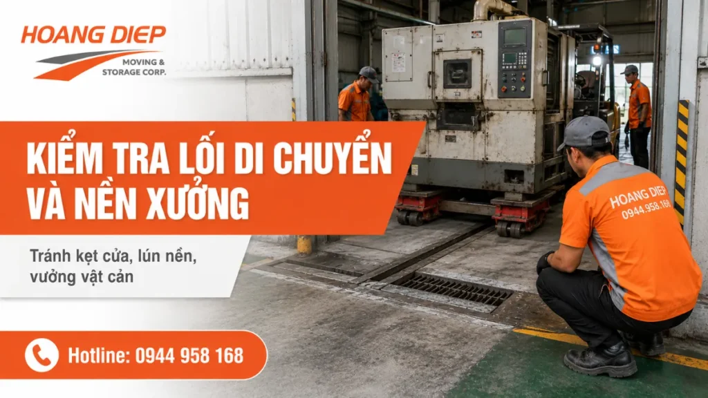 Tiến hành kiểm tra nền xưởng trước khi di dời máy móc