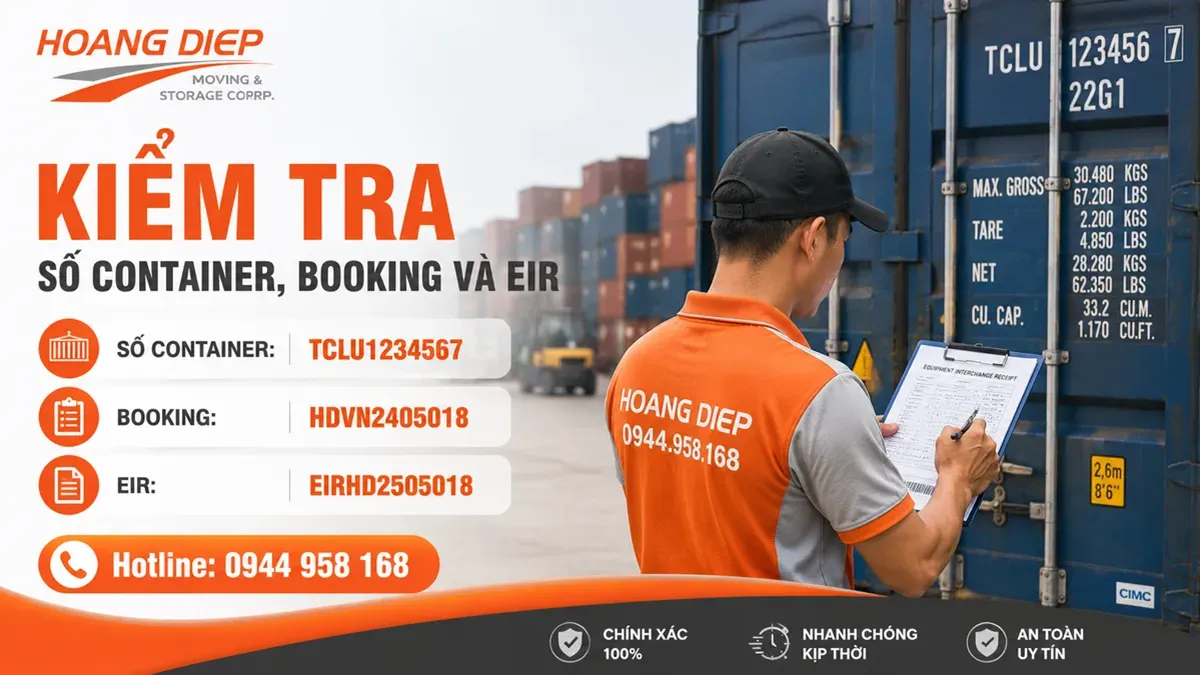 Kiểm tra số container EIR và booking trước khi đóng hàng