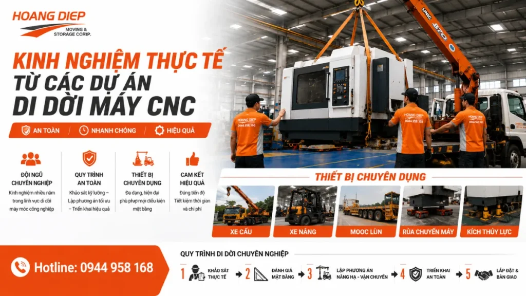 Kinh nghiệm di dời máy móc thiết bị từ Hoàng Diệp 