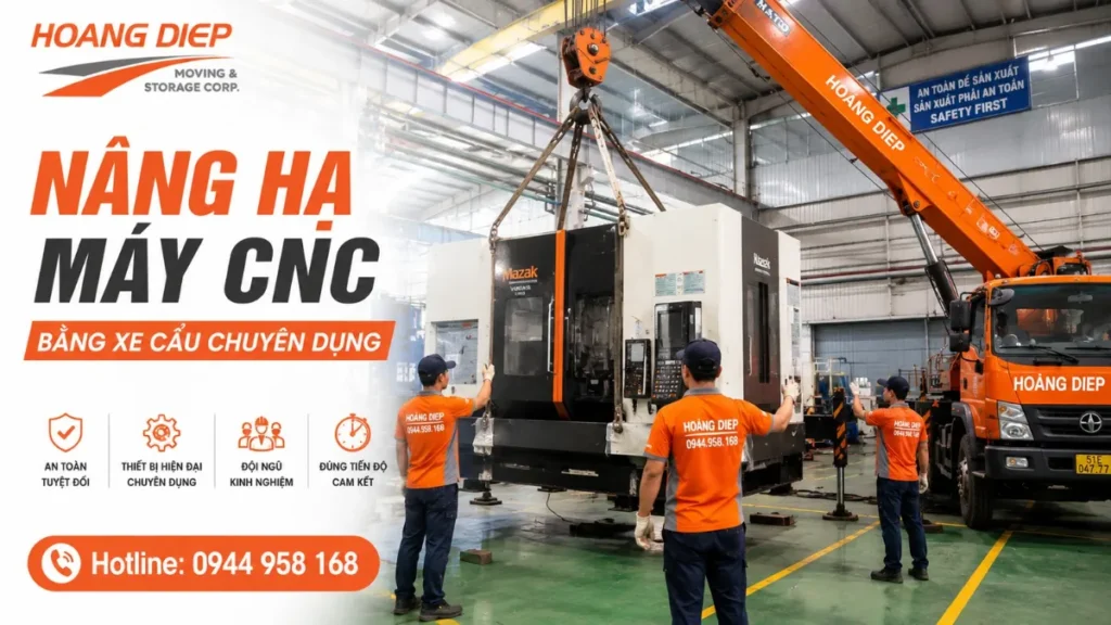 thi công nâng hạ máy cnc tại KCN Amata