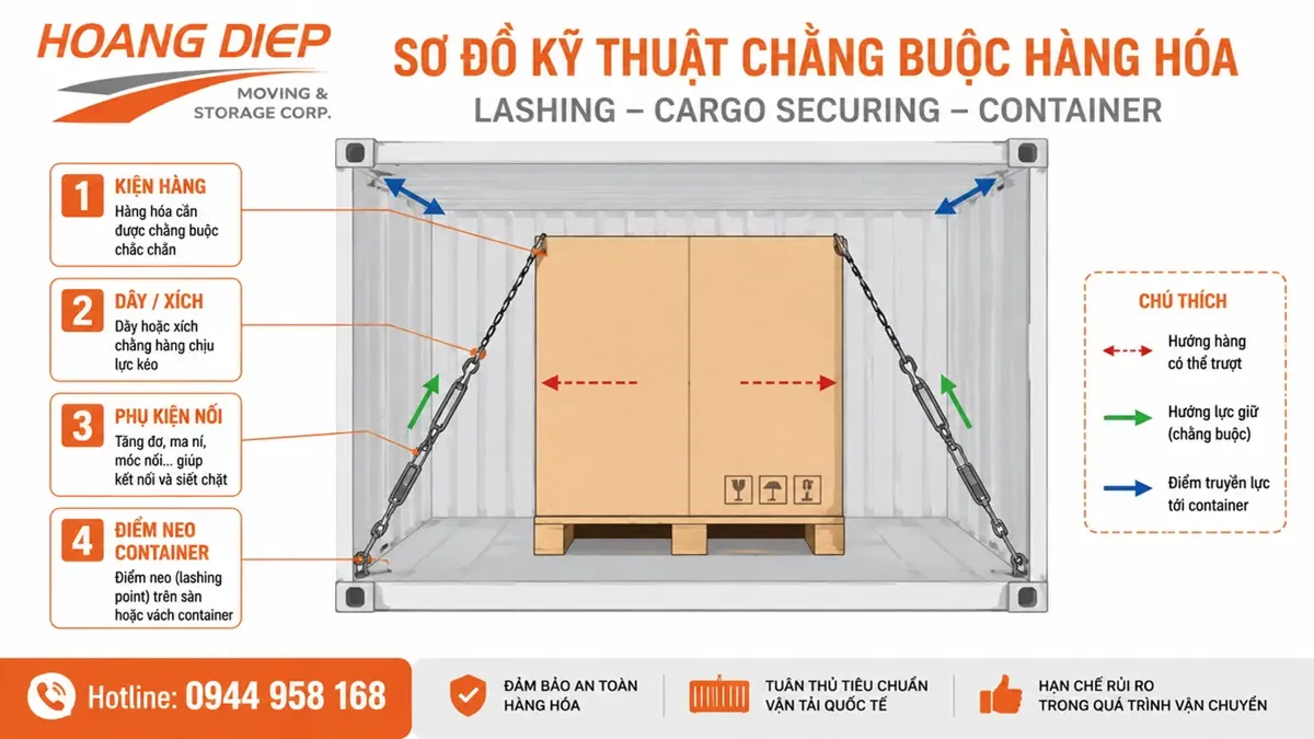 Nguyên lý truyền lực của hệ thống lashing container